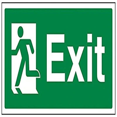 Image of V Safety 21010AY S Final Exit Man Left Sign Landscape 300mm x 150mm Self Adhesive Vinyl, Green