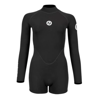 Image of Two Bare Feet Womens Arabella 2mm Superstretch Neoprene Swimsuit Style One Piece Wetsuit (Arabella Shorts (Black), XL)