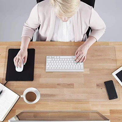 Image of Clear Desk Pad,Non Slip Gaming Writing Mat,Waterproof PVC Office Large Mouse Pad,Desk Protector mat for Laptop Computer Desktop,110x40cm