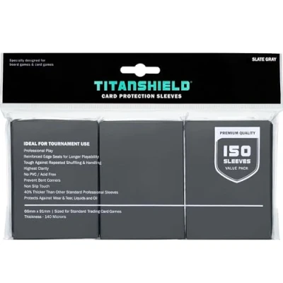 Image of TitanShield Premium Slate Gray 150 Sleeves Standard Size Board Game Trading Card Deck Protector for Magic The Gathering MTG, Baseball Collection, Dropmix