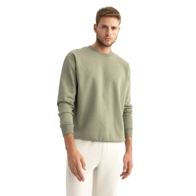 Image of DeFacto Men&#039;s T5139az Sweatshirt, Khaki, XS