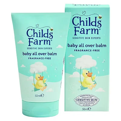 Image of Childs Farm Baby All Over Balm, Fragrance Free Soothing, Moisturising &amp; Hydrating Suitable for Newborns with Dry, Sensitive Eczema prone Skin, 50ml