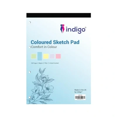 Image of indigo® Dyslexia Pad A4 Coloured Plain Sketch 100 Pages Tinted Refill (1, Blue)