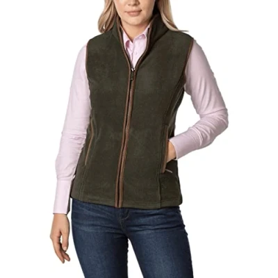 Image of Rydale Ladies Huggate Waistcoat Womens Fleece Gilet Bodywarmer Vest Sleeveless Jacket Country Gilets 12 Colours (Khaki, 14)