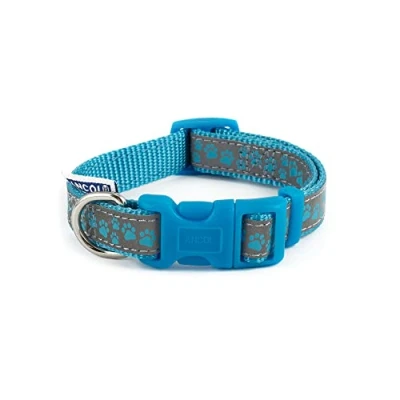 Image of Ancol Fashion Nylon Adjustable Collar Blue Paw 20 30cm SZ1 2