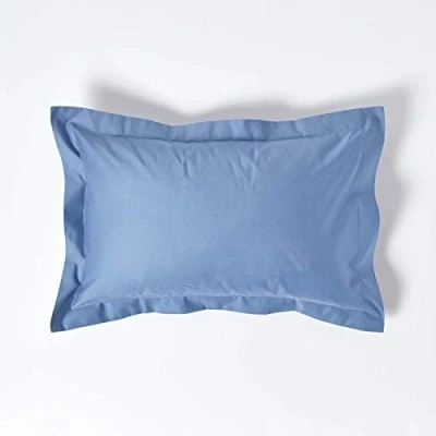 Image of HOMESCAPES 1000 Thread Count Egyptian Cotton Blue Oxford Size Pillowcase