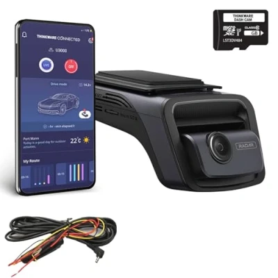 Image of Thinkware U3000 Dash Cam 4K UHD 2160p Front Car Camera Built in Wi Fi &amp; GPS, Super Night Vision 4.0, Hardwire Lead For All New Battery Safe Radar Parking Mode 64GB SD Card Android/iOS App