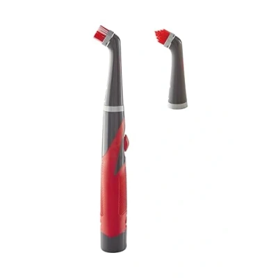 Image of Rubbermaid Reveal Power Scrubber, Grout Plastic, Red