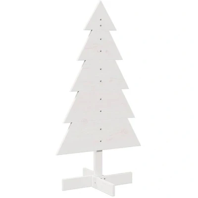 Image of vidaXL Wooden Christmas Tree for Decoration White 100 cm Solid Wood Pine