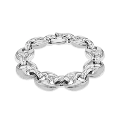 Image of Tuscany Silver Women&#039;s Sterling Rhodium Plated Large Gucci Style Bracelet of 20cm/8&quot;