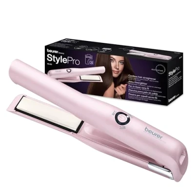 Image of Beurer HS20 Cordless Rechargeable Hair Straightener With USB Charging Cable, 3 Fast Heating Temperature Settings And Heat Resistant Cover, Ideal For Travelling