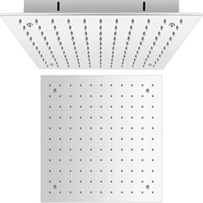 Image of Milano Amara Modern 400mm Square Ceiling Mounted Recessed Shower Head Chrome
