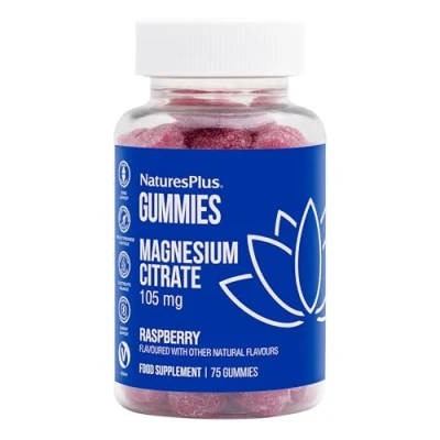 Image of NaturesPlus Gummies Magnesium Citrate Gummies, Raspberry Flavour Energy, Relaxation and Bone Health Vegan, Gluten Free 75