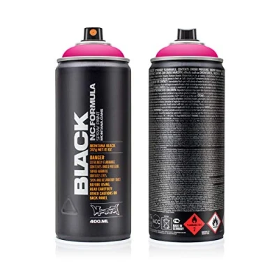 Image of Montana Black Spray Paint, Matt Finish, 400ml Can, Colour: IN4000 Infra Pink