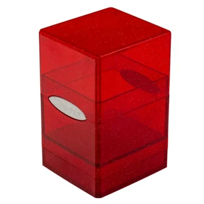 Image of Ultra PRO Satin Tower 100+ Standard Size Card Deck Box (Red Glitter) Protect Your Gaming Cards, Sports Cards or Collectible In Pro&#039;s Stylish Glitter