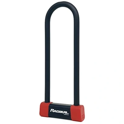 Image of RADIKAL RK300R Premium U Lock Homologated SRA, 85x300mm/3.34x11.8in More Locking Options, ø18mm/0.7in Hardened Steel Coated Double Closure Shackle, AntiTheft for Motorcycle Scooter Electric Bike