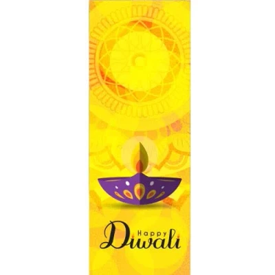 Image of PARTYRAMA.CO.UK Happy Diwali Yellow Wall Poster PVC Party Sign Decoration 70cm x 25cm