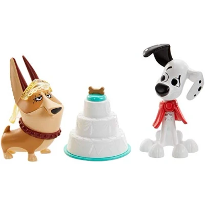 Image of 101 Dalmatian Street GBM40 Disney Party 2 Pack, Dylan &amp; Clarissa Dog Figures (3 in) with Wedding Cake, Cape, and Veil Accessories, Multicoloured