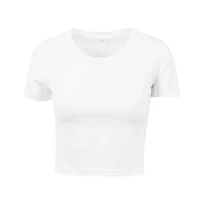 Image of Build Your Brand Womens Ladies Cropped Tee T shirt, White, S EU