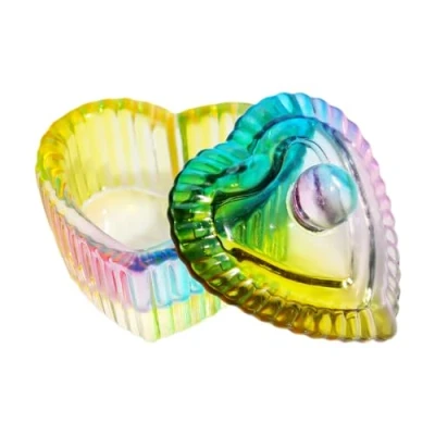 Image of Nails Art Glass Dappen Dish Crystal With Lid Heart Shaped Liquids Cup