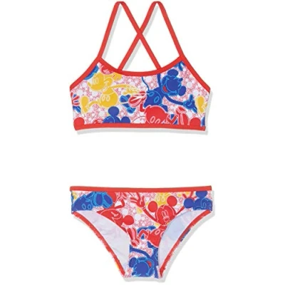 Image of Speedo Girls Disney Mickey Mouse Allover 2 piece Suit Mickeycamo Blue/Red/Yellow, Size 32