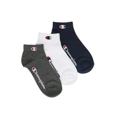 Image of Champion Unisex 3ER Packquarter Basic LOGO Socks, Size: 2.5 5, Blau weiß grau