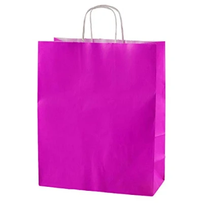 Image of Thepaperbagstore 10 FUCHSIA PAPER RE USABLE SHOPPING BAGS WITH STRONG TWISTED HANDLES Medium 250x110x310mm