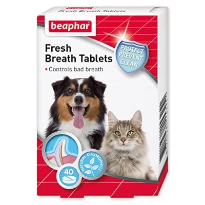 Image of Beaphar Fresh Breath Tablets Dental Care For Dogs &amp; Cats Made from Natural Plant Extract 40