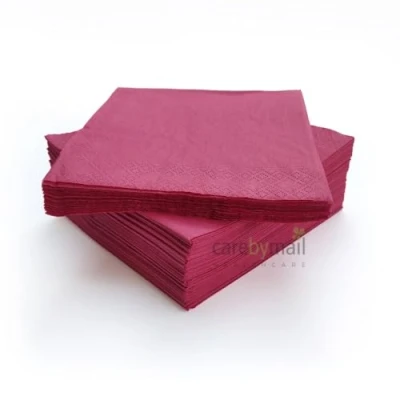 Image of Paper Napkins 33cm x 2 Ply Disposable Napkins/Serviettes 100 Pack CarebyMail (Burgundy)