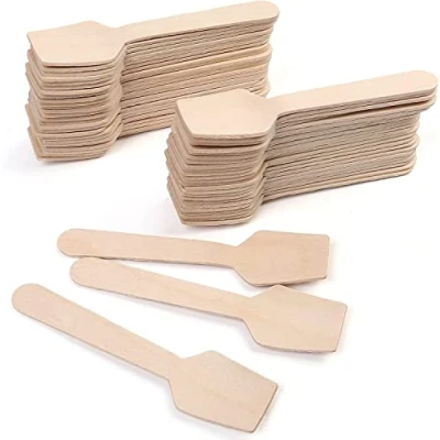 Image of 100 Pack Wooden Spoon, Disposable Spoons, Biodegradable and Compostable Dessert Spoons