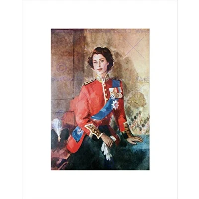 Image of Wee Blue Coo Painting Portrait Queen Elizabeth II England Wall Art Print
