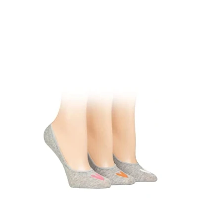 Image of Women&#039;s 3 Pair Caroline Gardner Casual Shoe Liner Socks Hearts Light Grey 4 8
