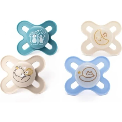 Image of MAM Original Day &amp; Night Soothers 0 2 Months 4 Pack Includes 2X Glow in The Dark Dummies Orthodontic Design Baby Accessories Beige (Various Designs)