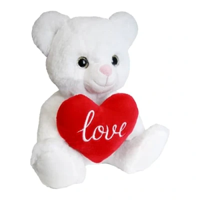Image of Eurowrap 8&quot; Plush Love Teddy Bear Toy Red/White Soft Perfect for Valentines Day, Gifts, Birthdays, Christmas, Loved Ones Day