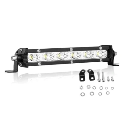 Image of Willpower 7 Inch 30W Led Work Light Bar Single Row Spot Beam with Mounting Bracket Fog Off Road Driving Lights Waterproof for Truck Tractor Boat 4X4 ATV UTV SUV