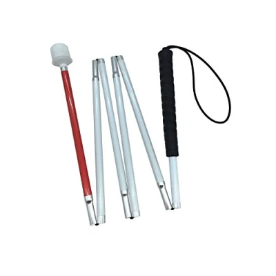 Image of Aluminum Mobility Folding White Cane for Vision Impaired and Blind People (Folds Down 6 Sections) (140cm (55 inch), Blue Handle)
