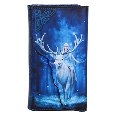 Image of Nemesis Now Anne Stokes Fantasy Forest Elven Queen and Stag Embossed Purse, Blue, 18.5cm, Polyurethane