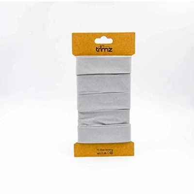 Image of Trimz Poly Cotton Bias Binding, Grey, 25mm x 5m