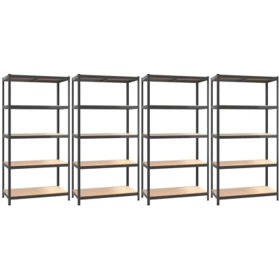 Image of vidaXL 5 Layer Shelves 4 pcs Anthracite Steel&amp;Engineered Wood