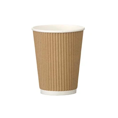 Image of 12oz Ripple Coffee Paper Cup (kraft) 34CL/12oz Take away cups (50)