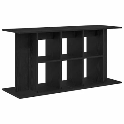 Image of vidaXL aquarium stand black oak engineered wood fish tank cabinet with storage 120x40x60 cm stable display for living rooms assembly required