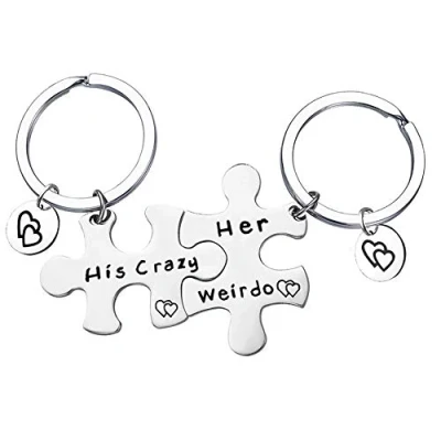 Image of Huwujiu Anniversary Keyring Gifts for Boyfriend Girlfriend His Crazy Her Weirdo Set Wedding Christmas Birthday Valentines Day Couple