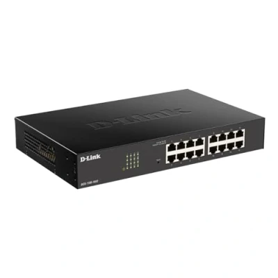 Image of D Link DGS 1100 16V2 16 Port Gigabit Smart Managed Switch with VLAN support, layer 2 features, QoS, 802.3az EEE, Fanless , Black