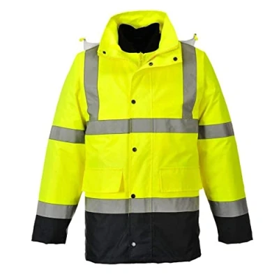 Image of Portwest Hi Vis 4 in 1 Contrast Traffic Jacket Yellow/Navy 3XL