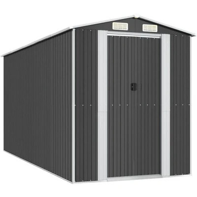 Image of vidaXL Garden Shed Anthracite 192x440x223 cm Galvanised Steel