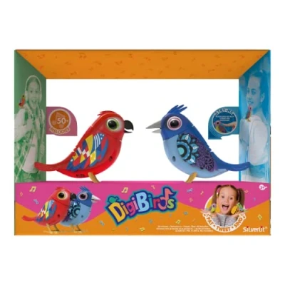 Image of Silverlit DIGIBIRDS Pack of 2 Interactive Birds Whistling and Singing, React to Touch Voice, Random Colour, Toy for Children, Ages 5 Above