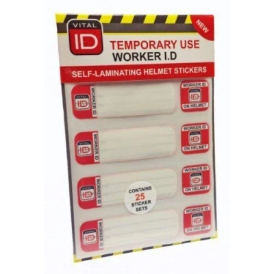 Image of Temporary Hard Had Identification Stickers Pack of 25