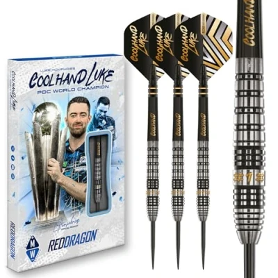 Image of RED DRAGON Darts Professional Player Luke Humphries Coolhand Prestige 22g 90% Tungsten Steel tip Set with Dart Flights and Shafts (Stems)