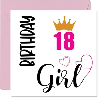 Image of 18th Birthday Card for Women Girl Happy Cards 18 Year Old Woman Daughter Sister Granddaughter Cousin Friend Niece, 145mm x Eighteen Eighteenth Bday Greeting Gift
