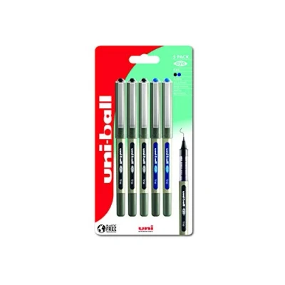 Image of Uni ball Ultimate Eye Rollerball Black, Blue, Red Ink Pens Set. Broad 1.0mm, Fine 0.7mm, Micro 0.5mm, Needle 0.4mm Ballpoint Tip + Signo Gel Pen. Fade and Water Resistant Liquid Super Ink. 13 Pack